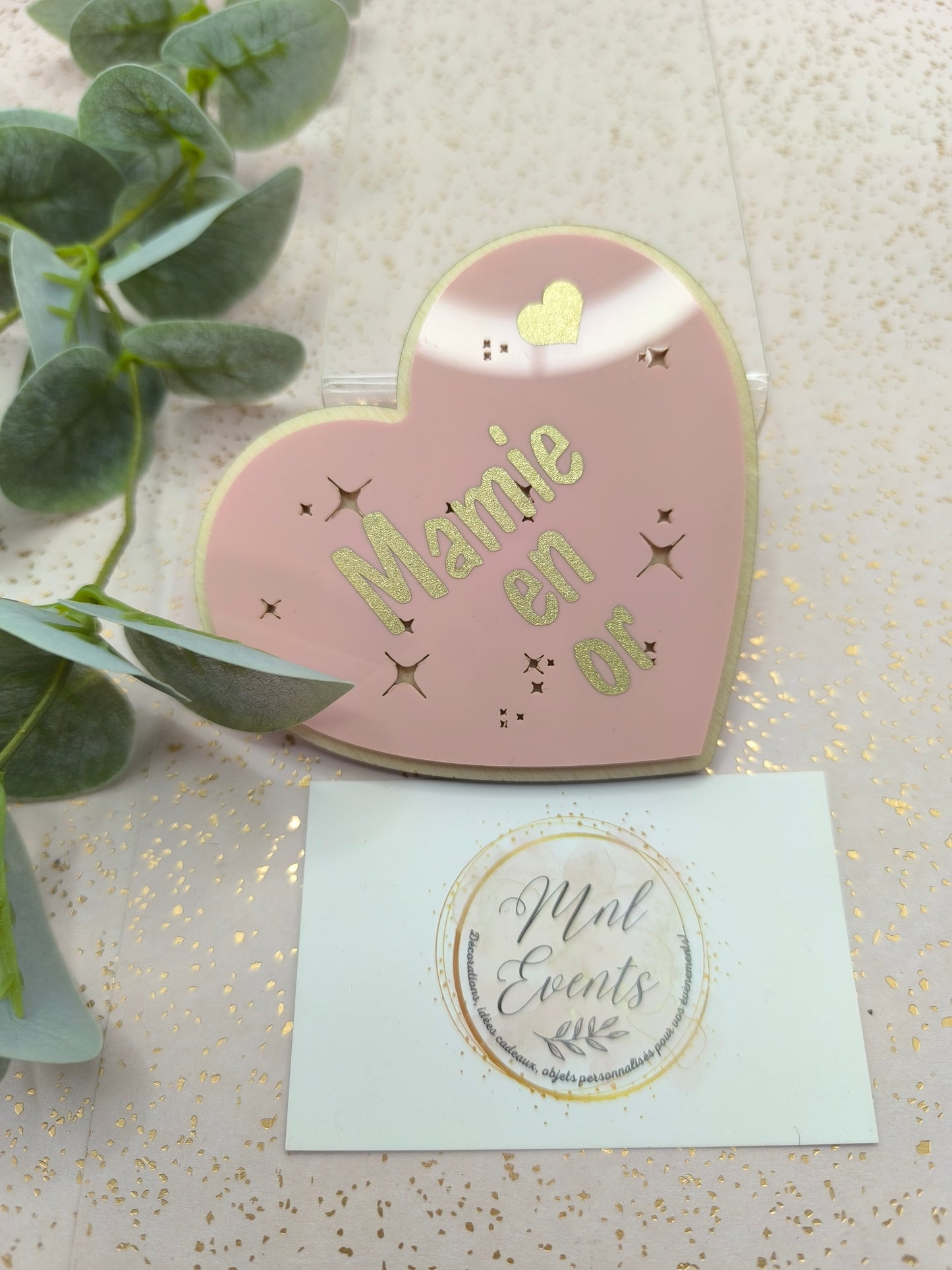 Plaque coeur Mamie en or