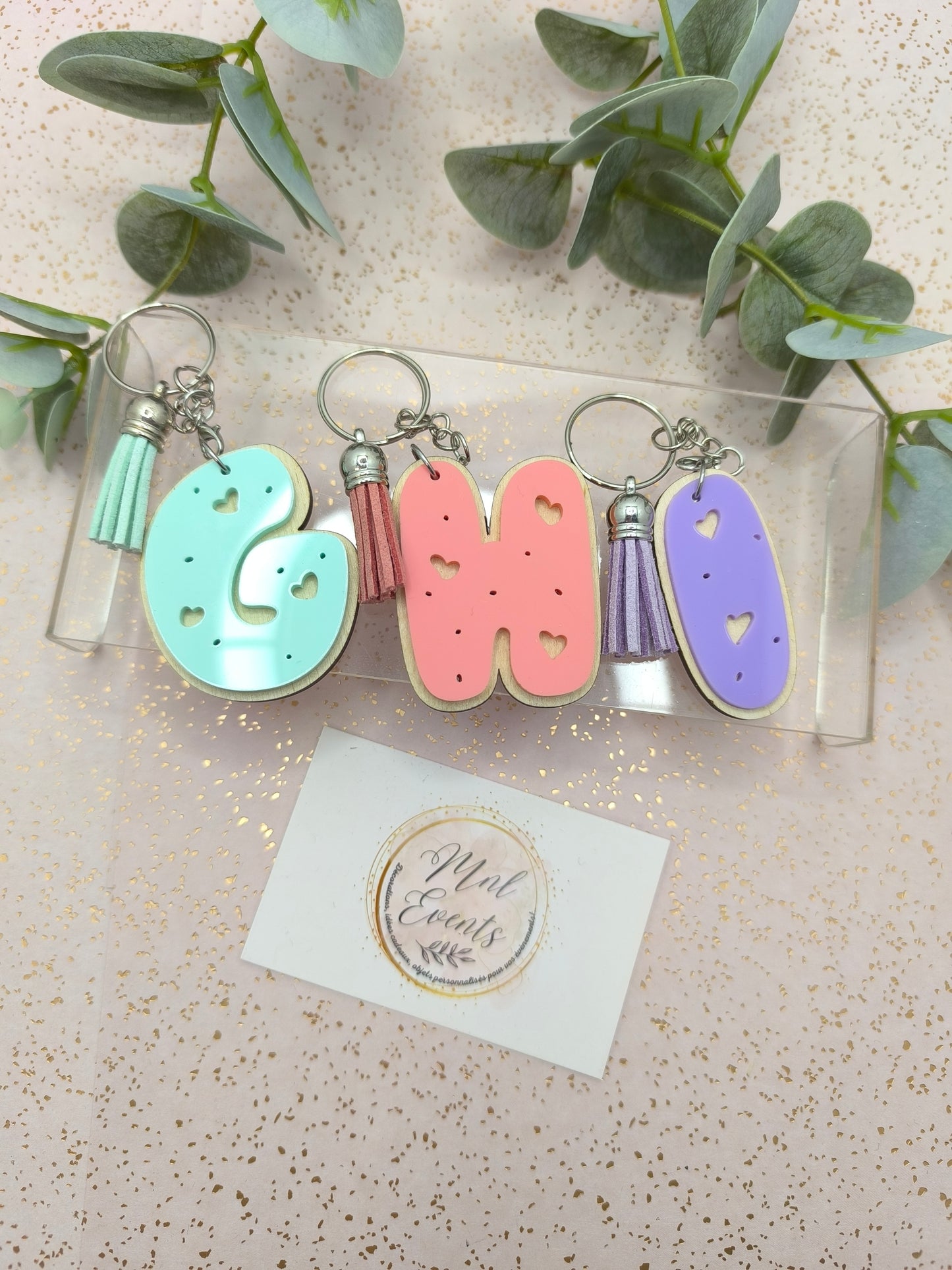 Porte clef Alphabet pastel