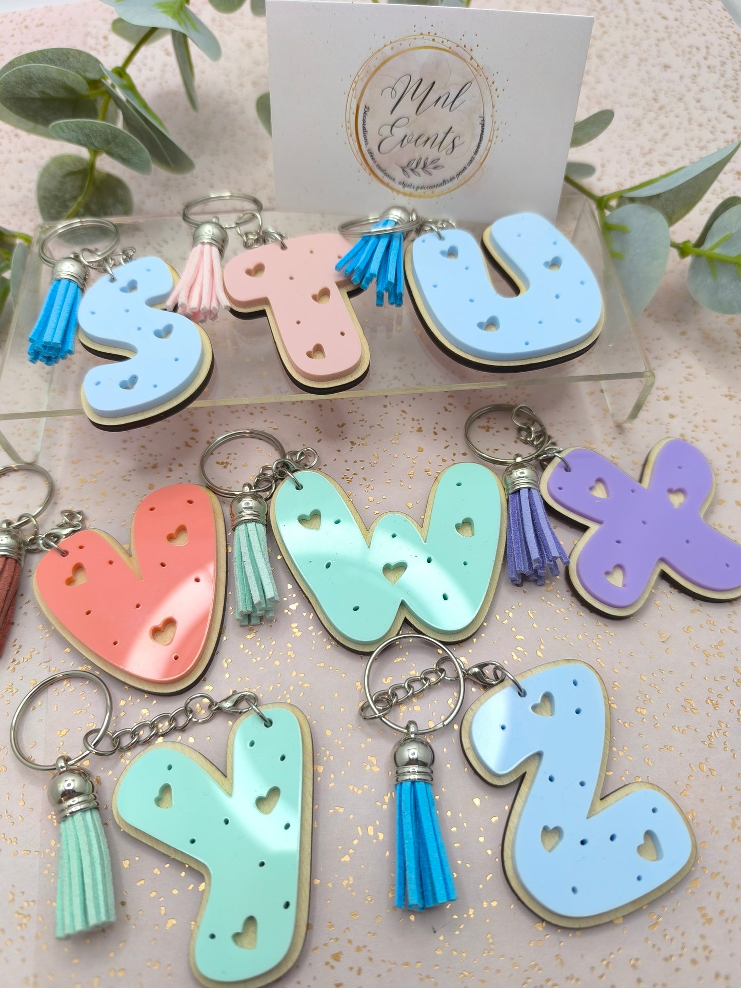 Porte clef Alphabet pastel