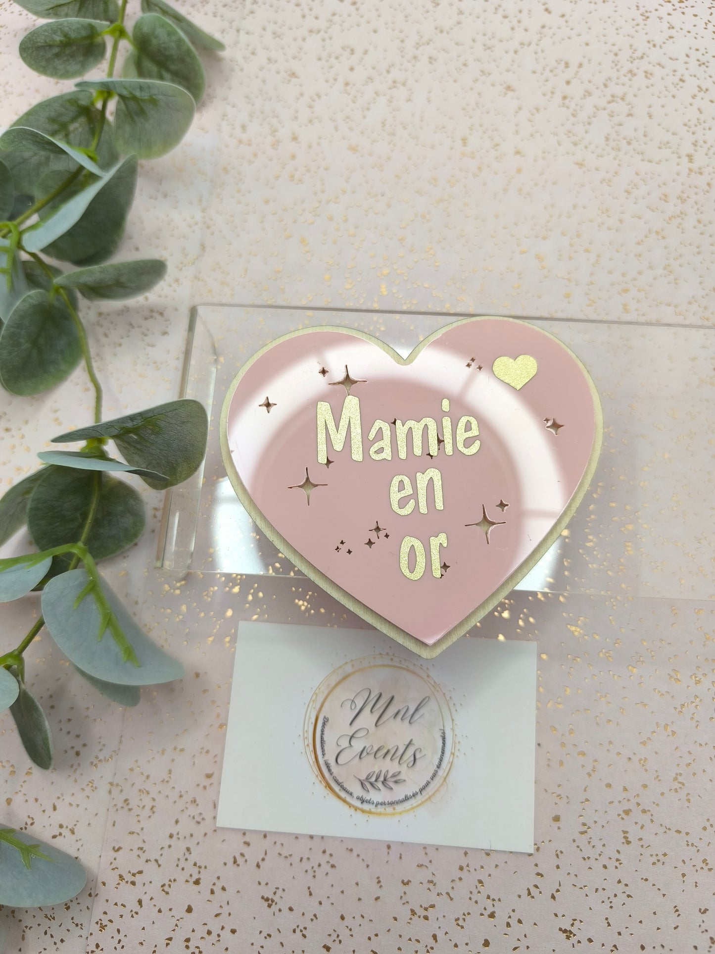 Plaque coeur Mamie en or