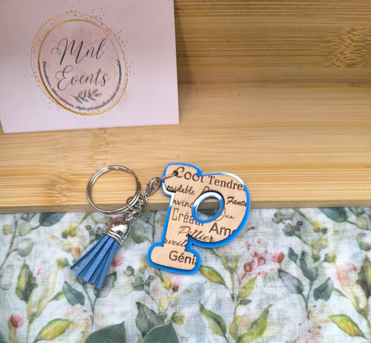 Porte clef "P" mot d'amour