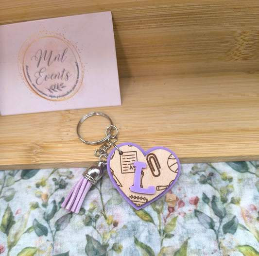 Porte clef Cœur Initial